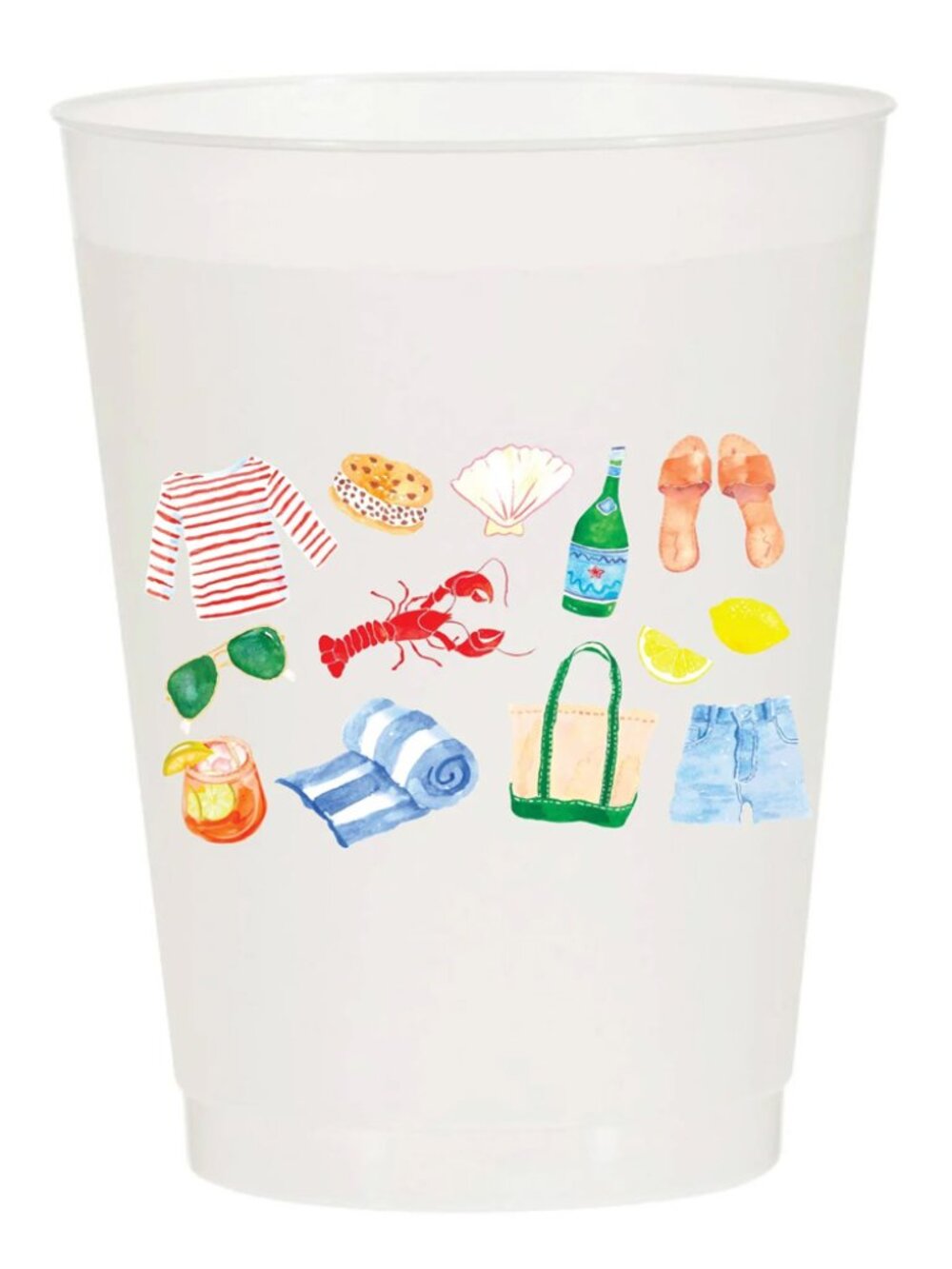 Beach Theme Frosted Plastic Cups
